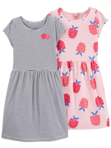 זוג שמלות פסים/פטל