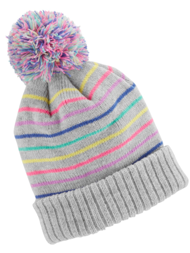 כובע פונפון פסים צבעוני