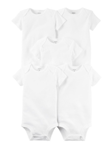 חמישיית בגדי גוף שרוול קצר לבן