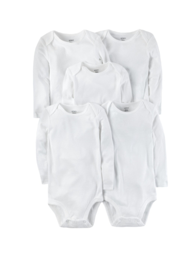 חמישיית בגדי גוף שרוול ארוך לבן