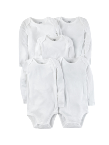 חמישיית בגדי גוף שרוול ארוך לבן