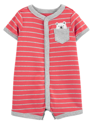 אוברול קצר פסים כיס