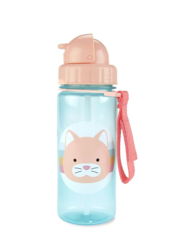 בקבוק שתייה עם קש - חתול