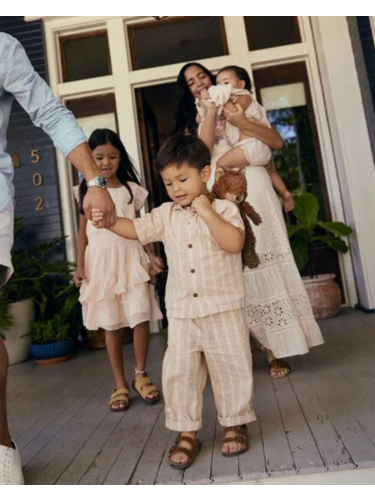 חולצת דמוי פשתן פסים מכופתרת