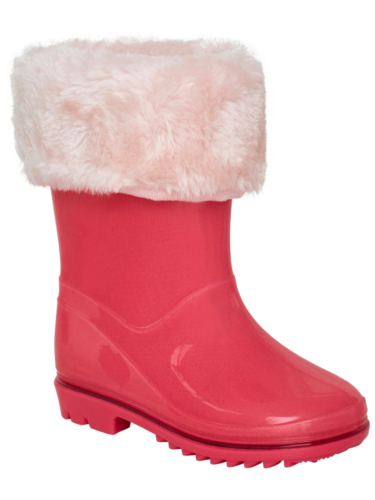 מגפי גשם ורודות בשילוב דמוי פרווה