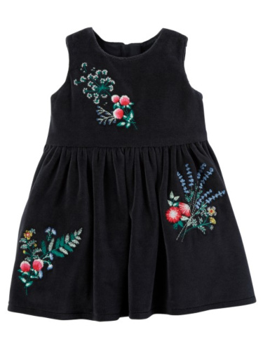 שמלת קטיפה שחורה פרחים