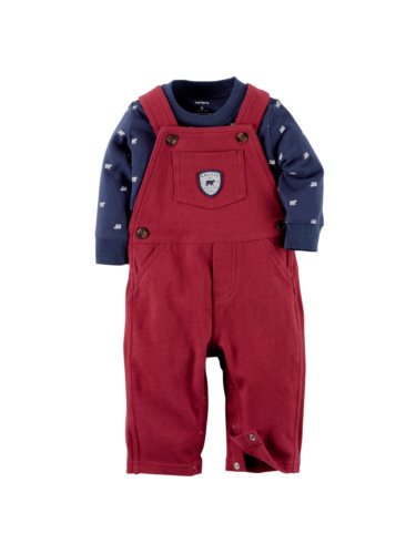 סט אוברול בנים בורדו וחולצה