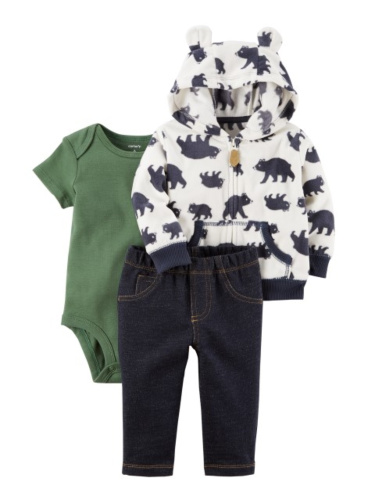 סט 3 חלקים קרדיגן פליז חיות