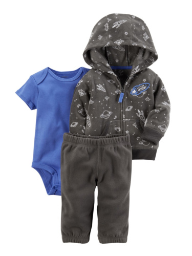 סט 3 חלקים קרדיגן פליז חלל