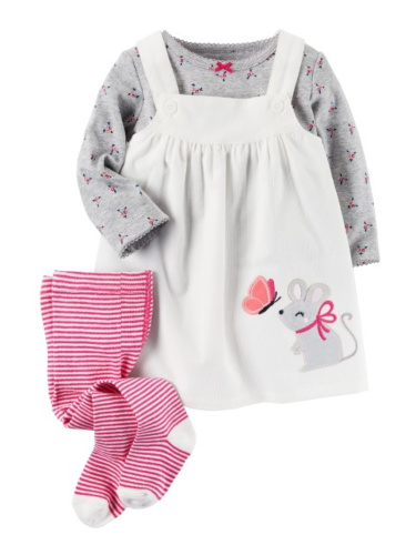 סרעפן קורדרוי שמנת,חולצה וגרביונים