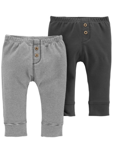 זוג מכנסיים כפתורים אפור/פסים