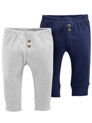 זוג מכנסיים כפתורים כחול/אפור