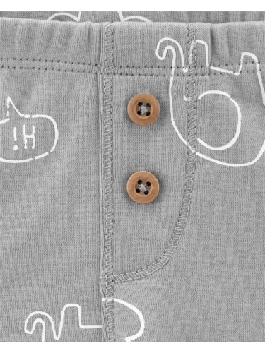 זוג מכנסיים כפתורים אפור/עננים