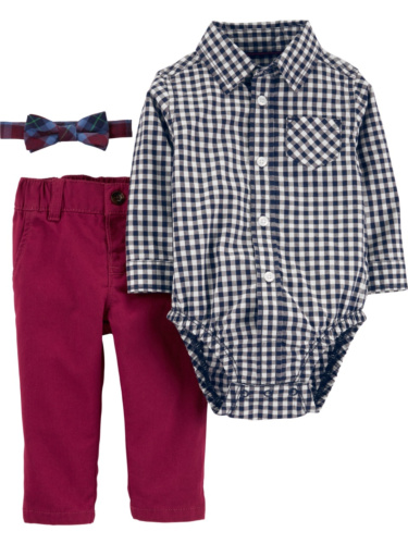 בגד גוף משובץ אריג מכנס ופפיון