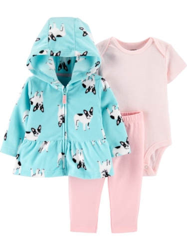 מארז קרדיגן פליז 3 חלקים כלבלבים