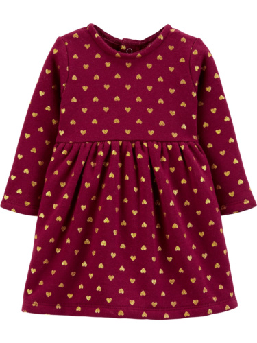 שמלת פרנץ טרי בורדו לבבות זהב