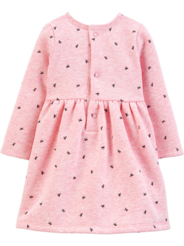 שמלת סריג ורודה נקודות שחורות