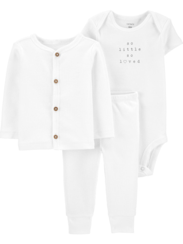 סט קרדיגן 3 חלקים לבן