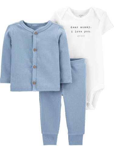 סט קרדיגן 3 חלקים כחול