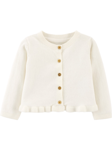 סוודר לבן כפתורי זהב