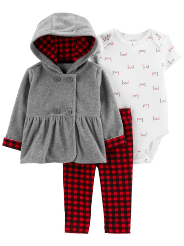 מארז קרדיגן 3 חלקים משבצות