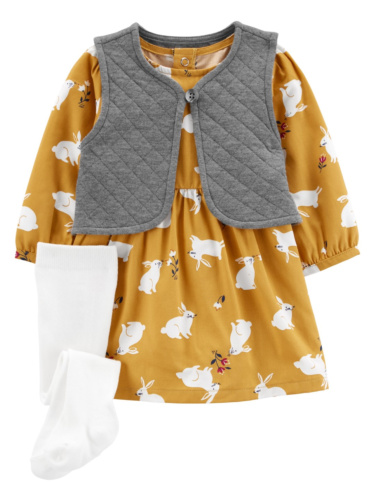 סט שמלה גרביונים ומיני ווסט קווילט