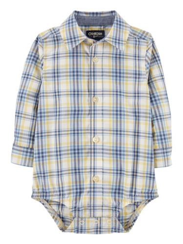 בגד גוף אריג משובץ צהוב