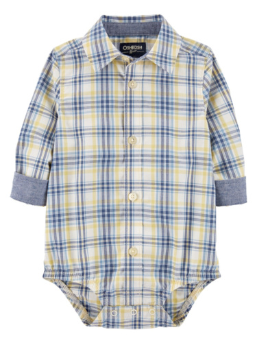 בגד גוף אריג משובץ צהוב