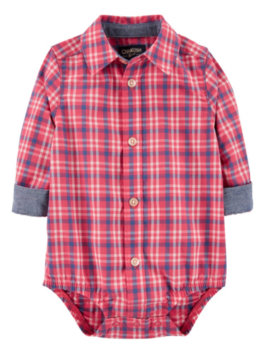 בגד גוף אריג משובץ אדום