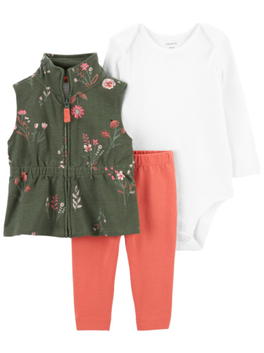 חליפת וסט 3 חלקים פרחים