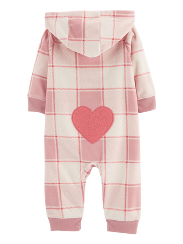 אוברול פליז משובץ ללא רגלית לב