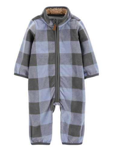 אוברול פליז ללא רגלית משובץ