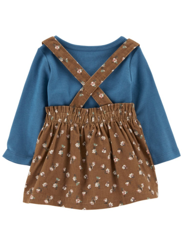 סט סרפן קורדרוי חום חולצה וגרביונים