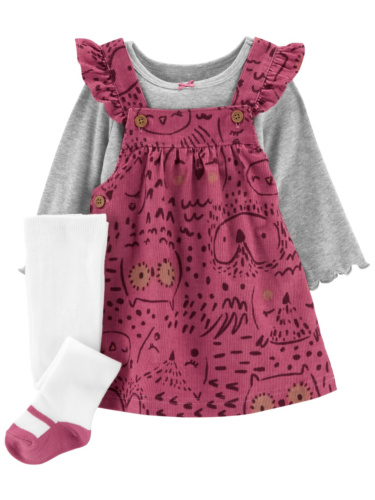 סט סרפן קורדרוי ינשוף חולצה וגרביונים