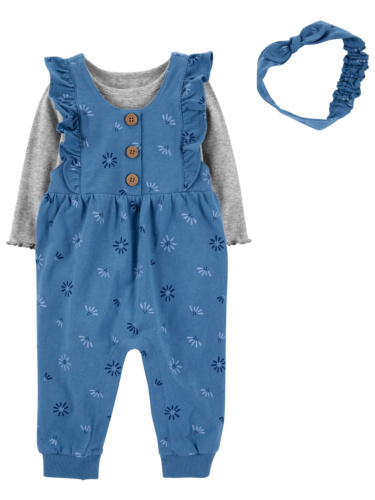 אוברול ג'רסי פרחוני חולצה וסרט ראש