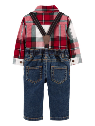 בגד גוף אריג משובץ ג'ינס ושלייקס