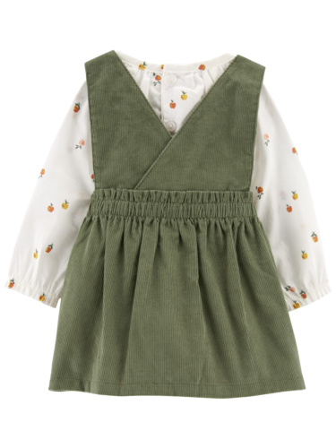 סט סרפן קורדרוי זית חולצה וגרביונים