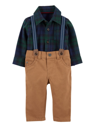 סט בגד גוף משובץ מכנס ושלייקס