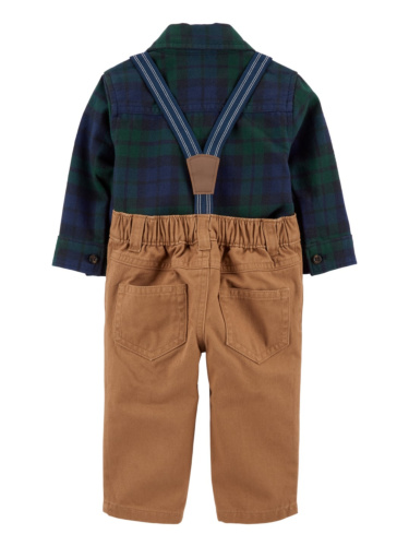 סט בגד גוף משובץ מכנס ושלייקס