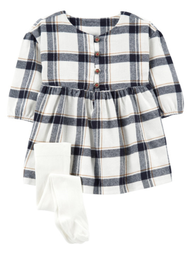 סט שמלת משבצות וגרביון