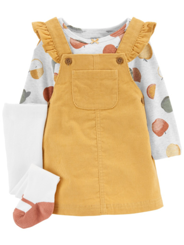 סט סרפן קורדרוי פירות חולצה וגרביונים