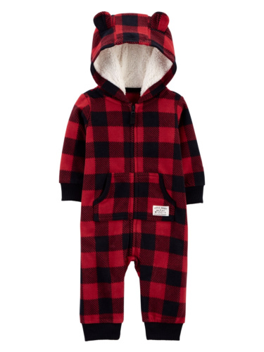 אוברול ללא רגלית משובץ אדום שחור