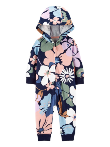 אוברול כותנה פרחוני קפוצון ללא רגלית