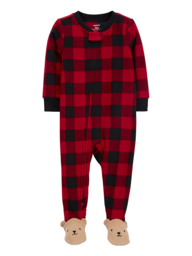 אוברול פליז אדום שחור