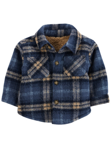 ז'קט משובץ מכופתר כחול