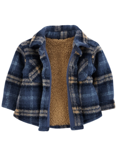 ז'קט משובץ מכופתר כחול