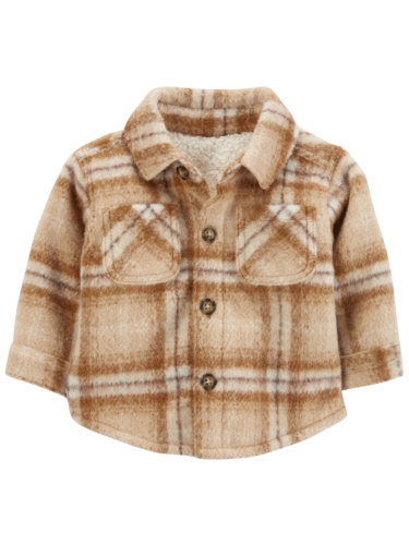 ז'קט משובץ מכופתר חום