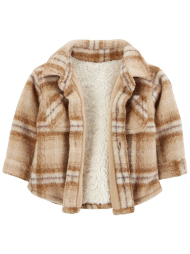 ז'קט משובץ מכופתר חום