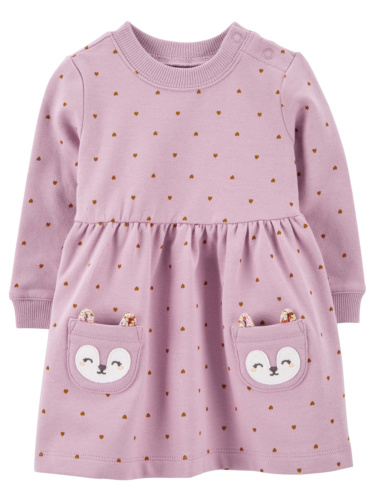 שמלת סריג נקודות וכיסים