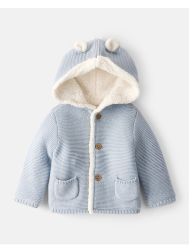 קרדיגן סריג בשילוב שרפה תכלת